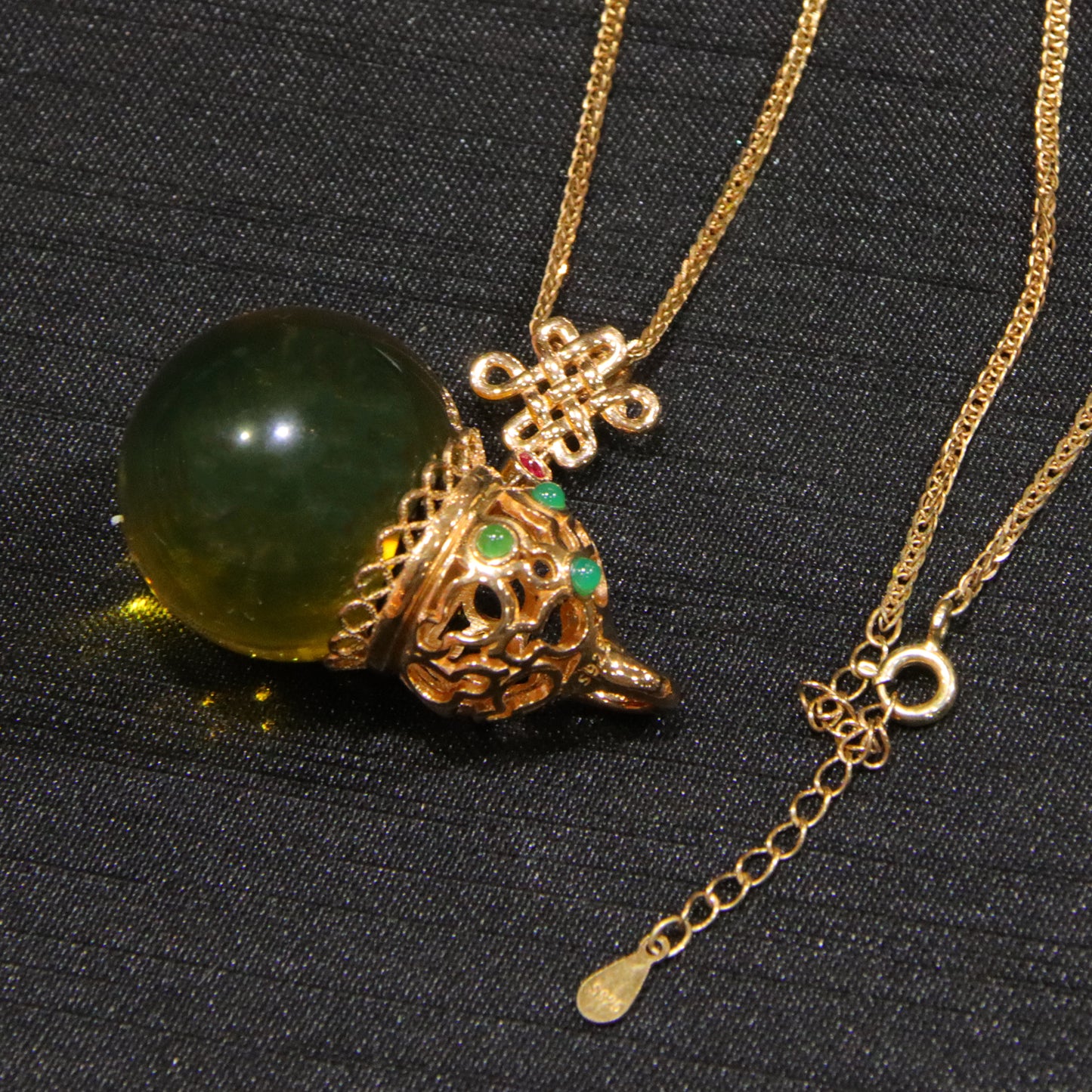 925 silver fashion blue amber diameter 20mm 0.011kg ladies necklace pendant