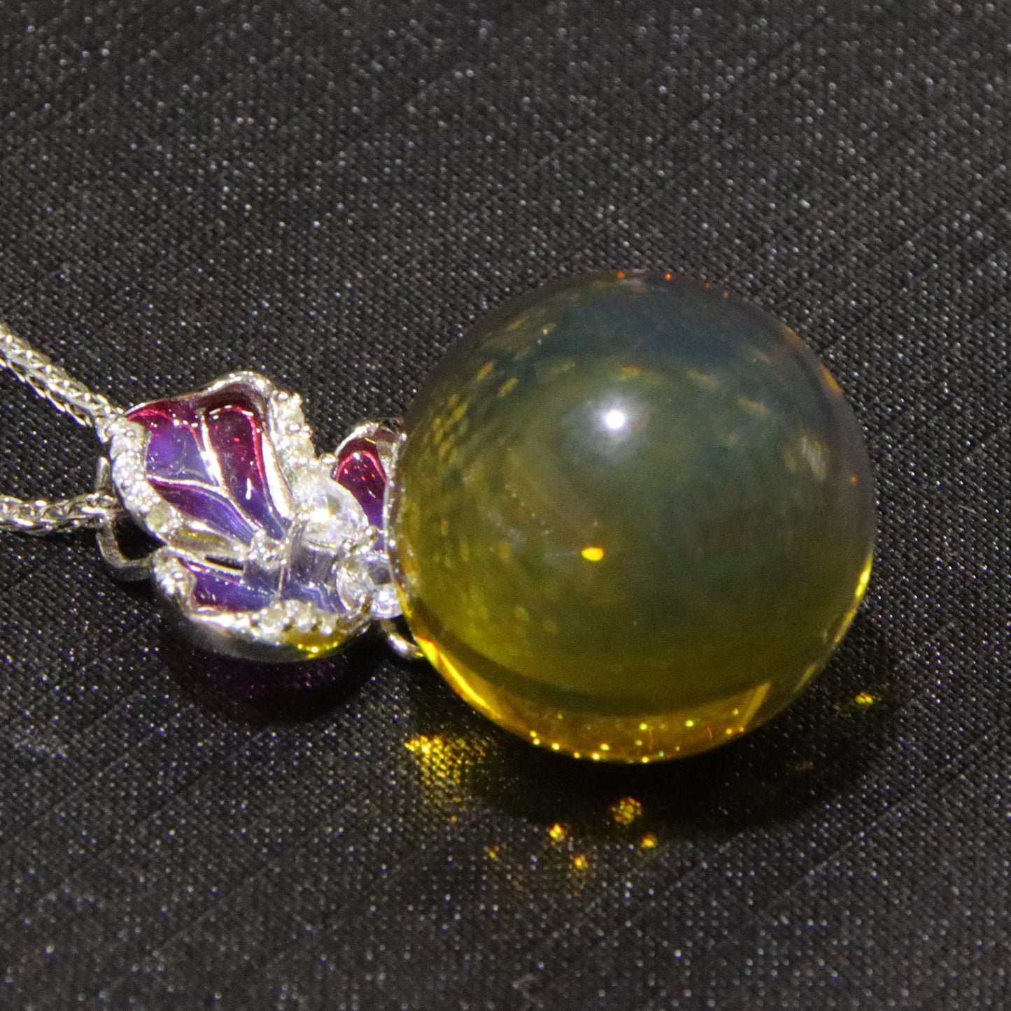 925 silver fashion blue amber diameter 19mm 0.007kg ladies necklace pendant