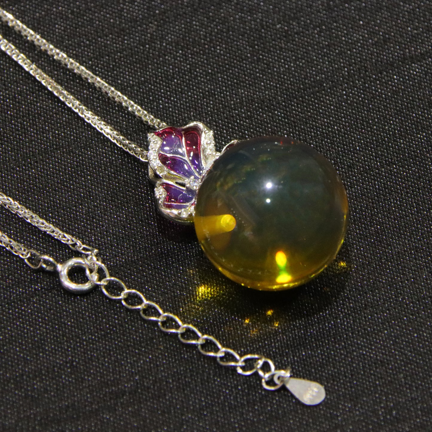 925 silver fashion blue amber diameter 19mm 0.007kg ladies necklace pendant