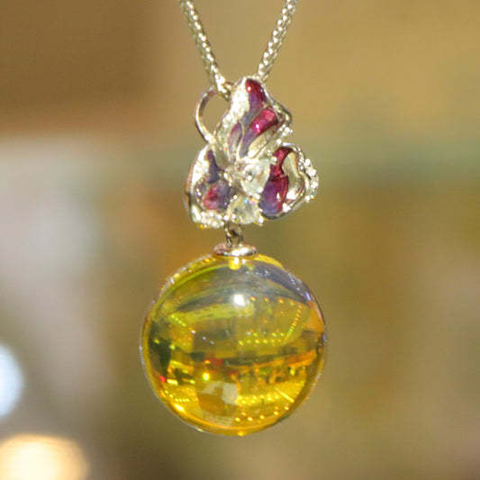 925 silver fashion blue amber diameter 19mm 0.007kg ladies necklace pendant