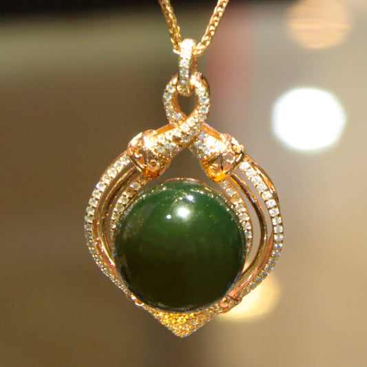 925 silver simple blue amber diameter 16mm 0.009kg women's necklace pendant