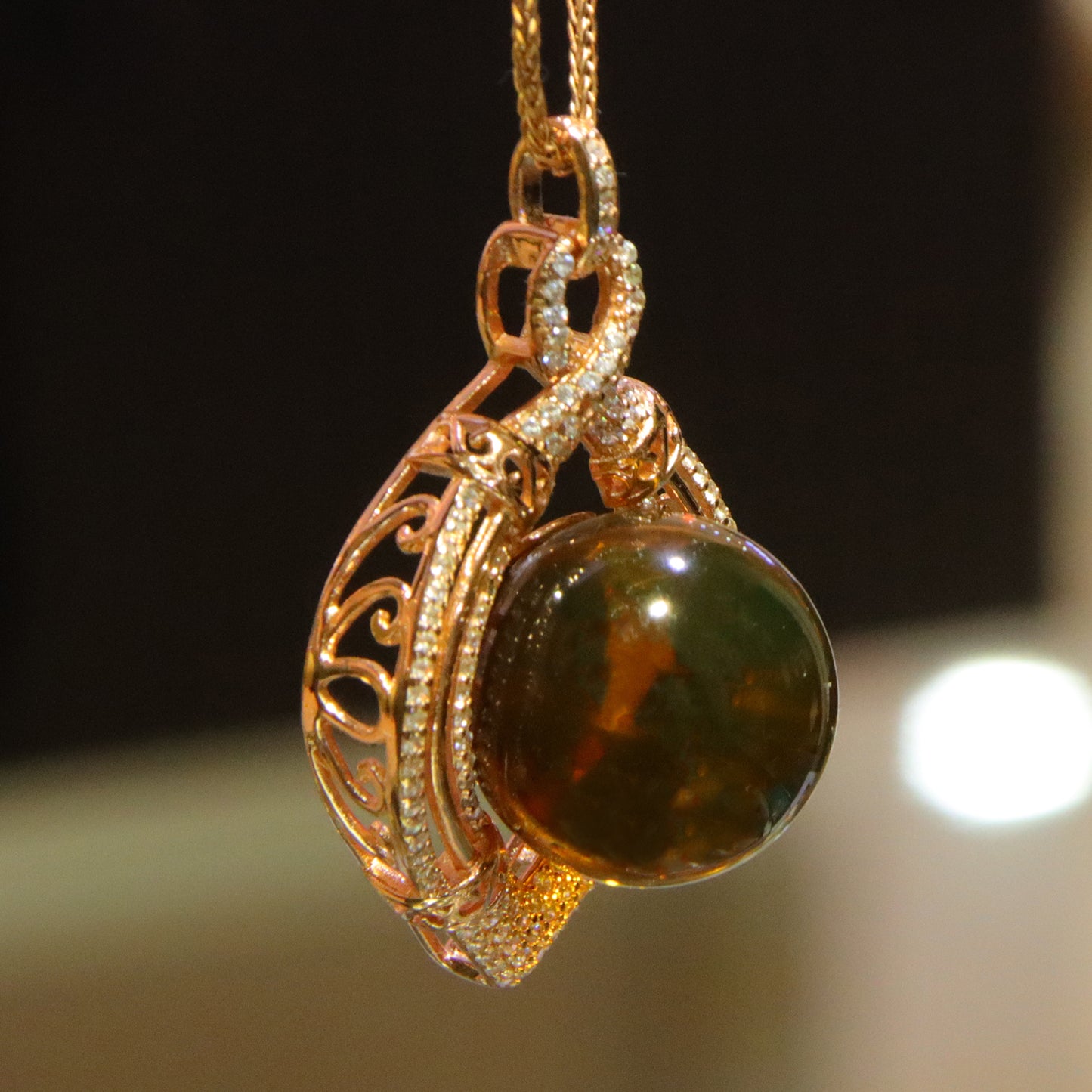 925 silver simple blue amber diameter 16mm 0.009kg women's necklace pendant