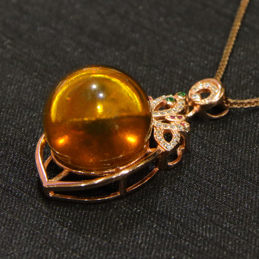 Fashionable and simple blue amber diameter 17mm 0.009kg ladies necklace pendant