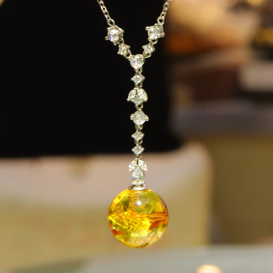 Fashion blue amber diameter 19mm 0.01kg ladies necklace pendant