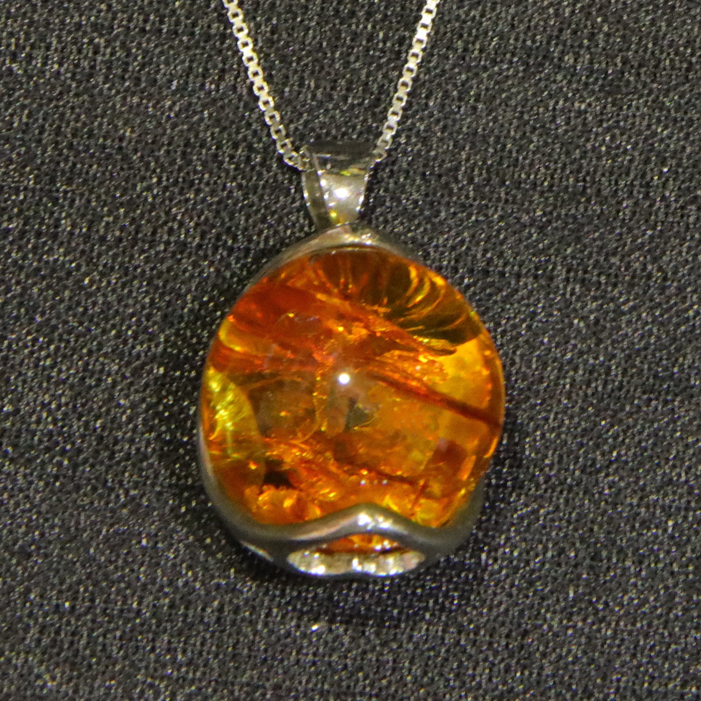 925 silver fashion blue amber diameter 14mm 0.005kg ladies necklace pendant