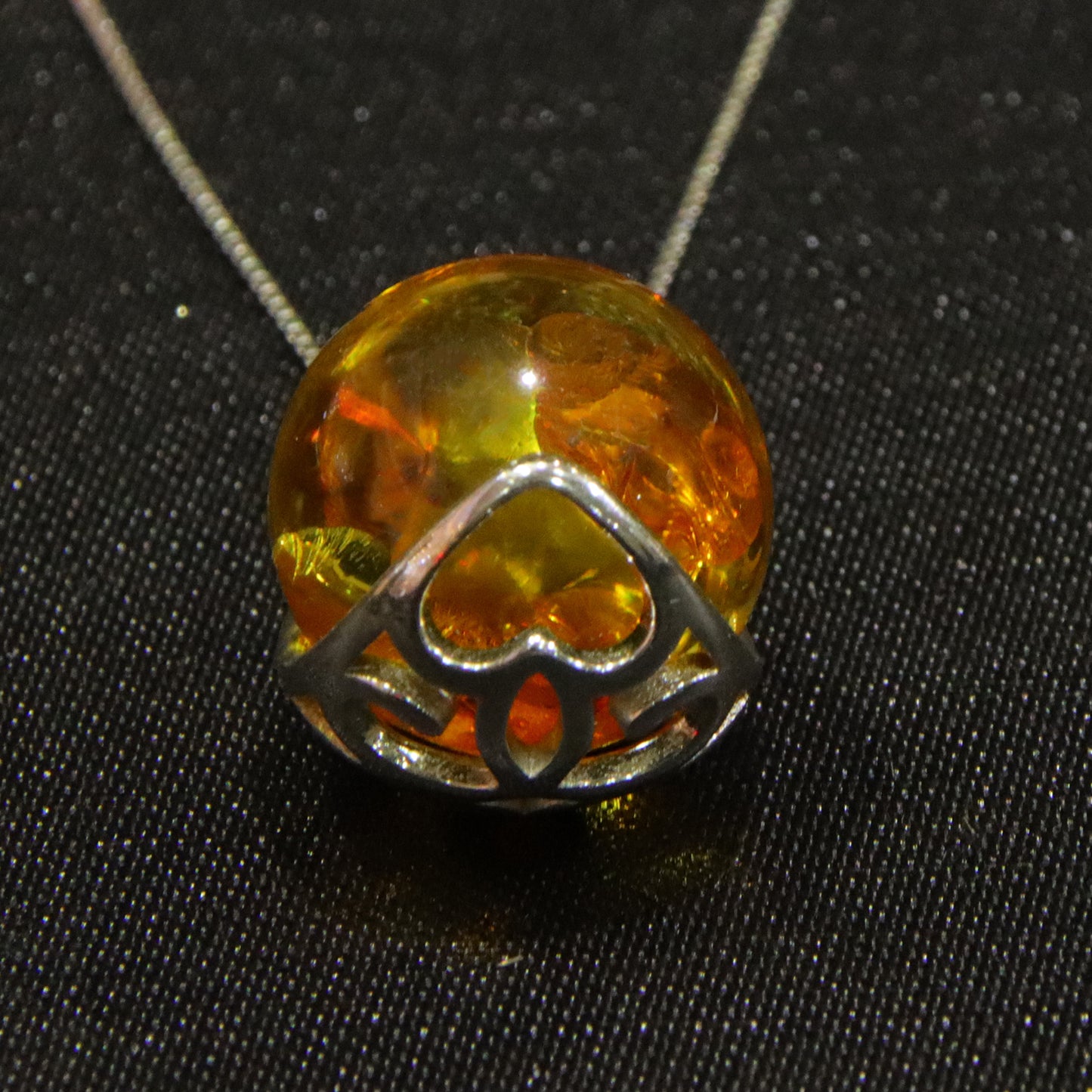 925 silver fashion blue amber diameter 14mm 0.005kg ladies necklace pendant