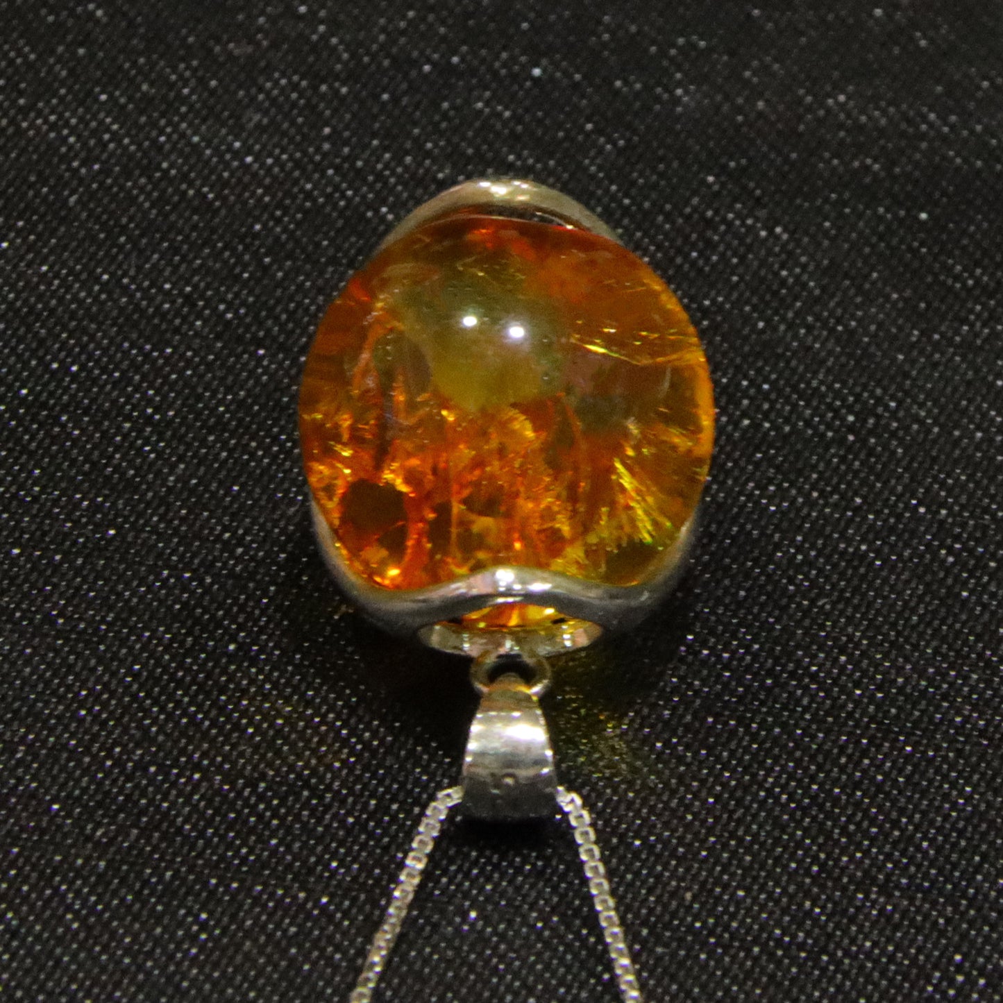 925 silver fashion blue amber diameter 14mm 0.005kg ladies necklace pendant