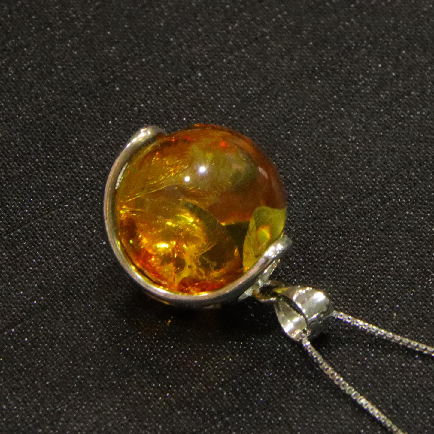 925 silver fashion blue amber diameter 14mm 0.005kg ladies necklace pendant