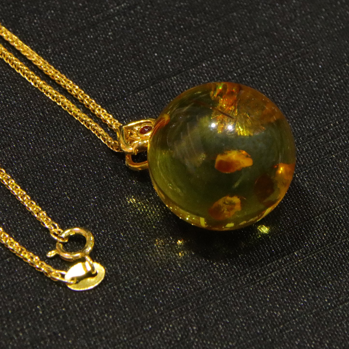 925 silver fashion blue amber diameter 17mm 0.005kg ladies necklace pendant