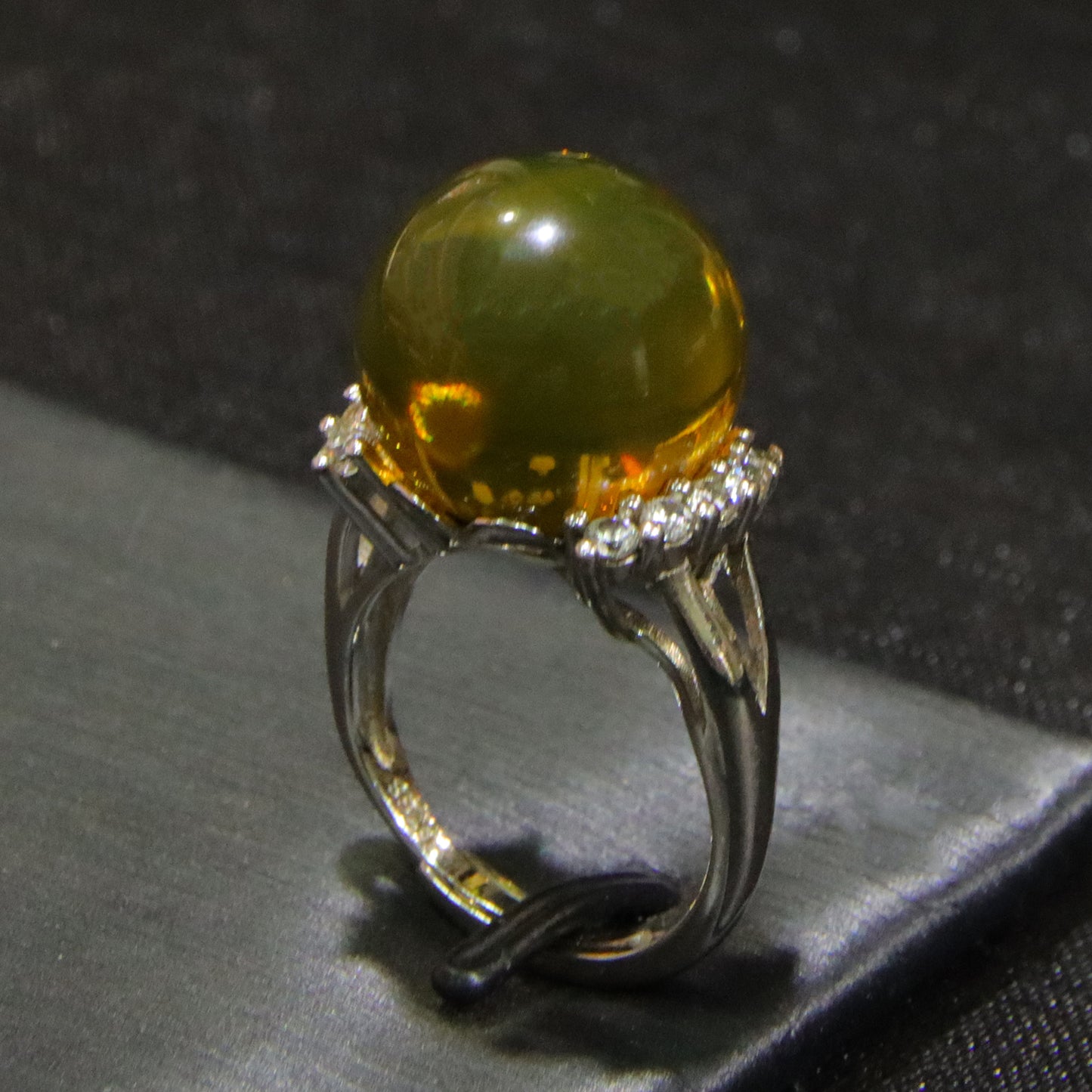 925 silver fashion blue amber diameter 14mm 0.005kg women's ring