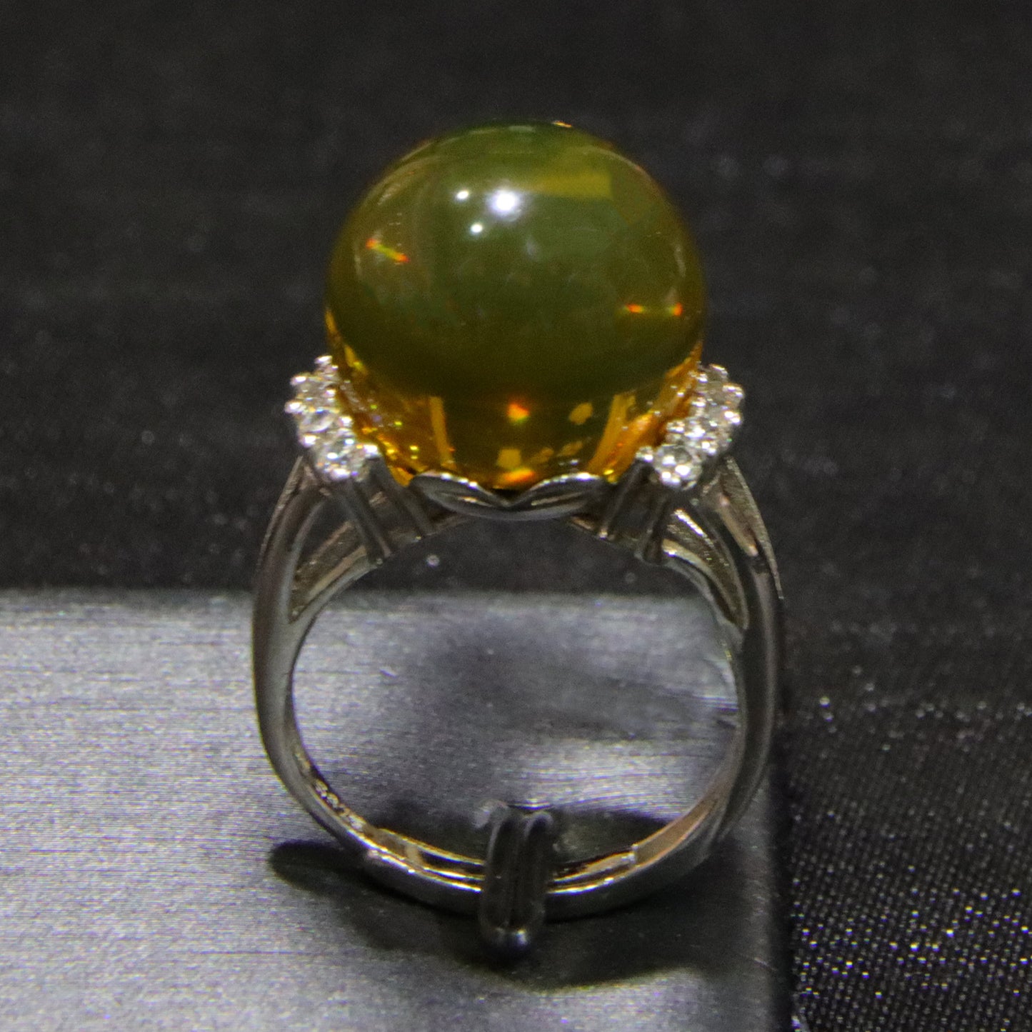 925 silver fashion blue amber diameter 14mm 0.005kg women's ring