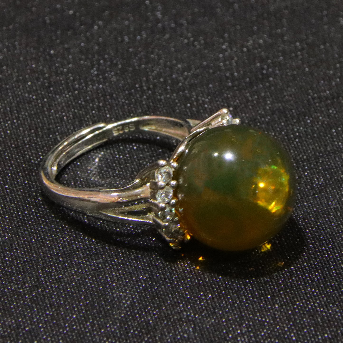 925 silver fashion blue amber diameter 14mm 0.005kg women's ring
