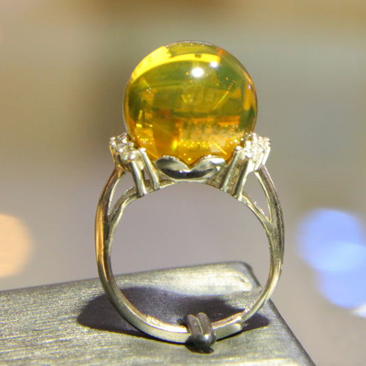 925 silver fashion blue amber diameter 14mm 0.005kg women's ring