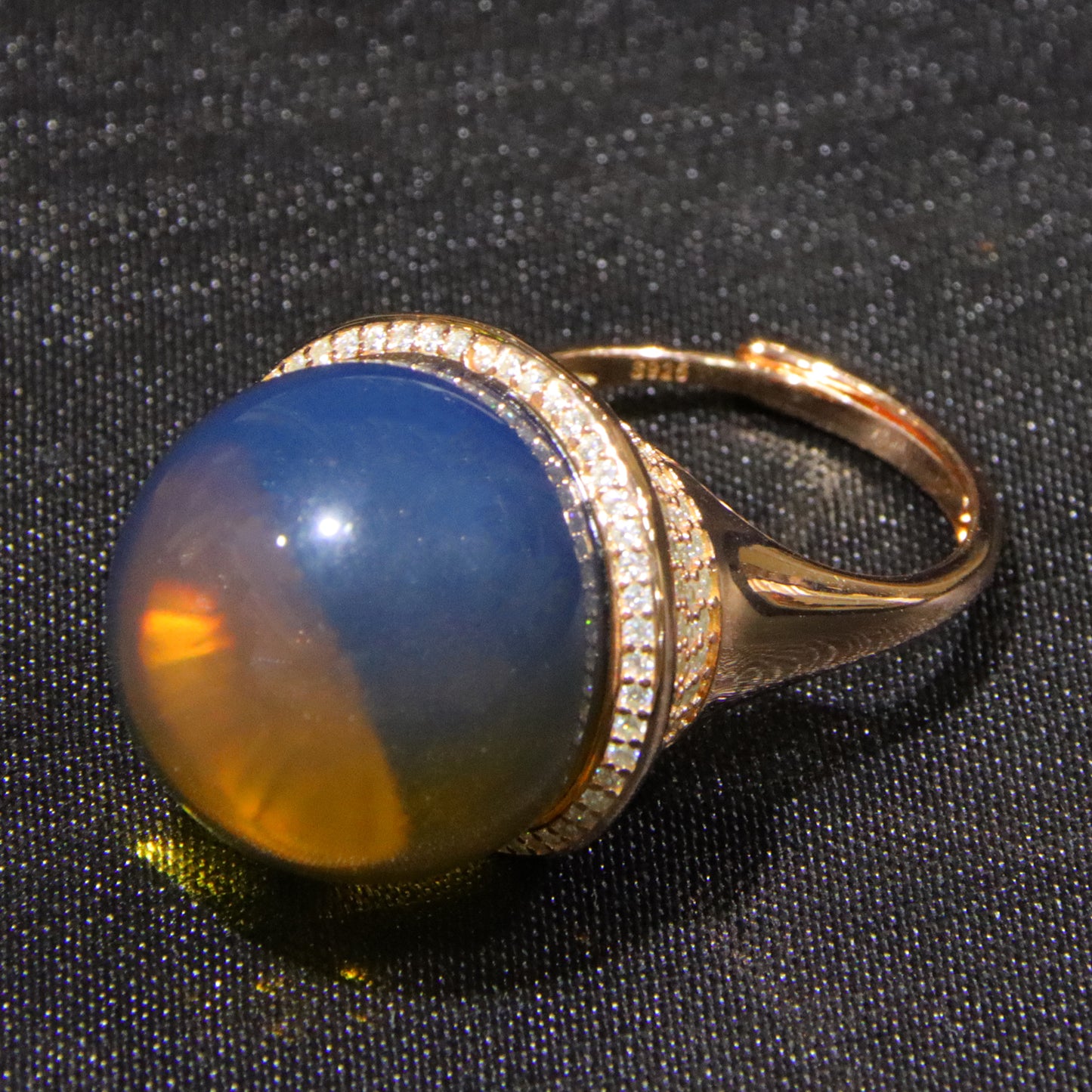 925 silver fashion blue amber diameter 19.1mm 0.014kg women's ring