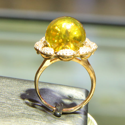 925 silver fashion blue amber diameter 13.6mm 0.005kg women's ring