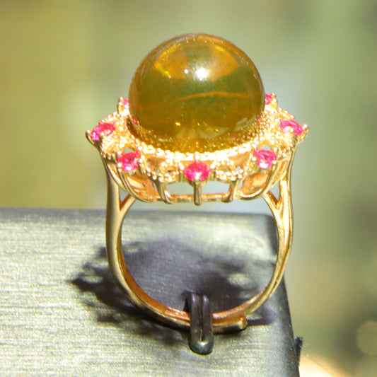 925 silver fashion blue amber diameter 14mm 0.006kg women's ring