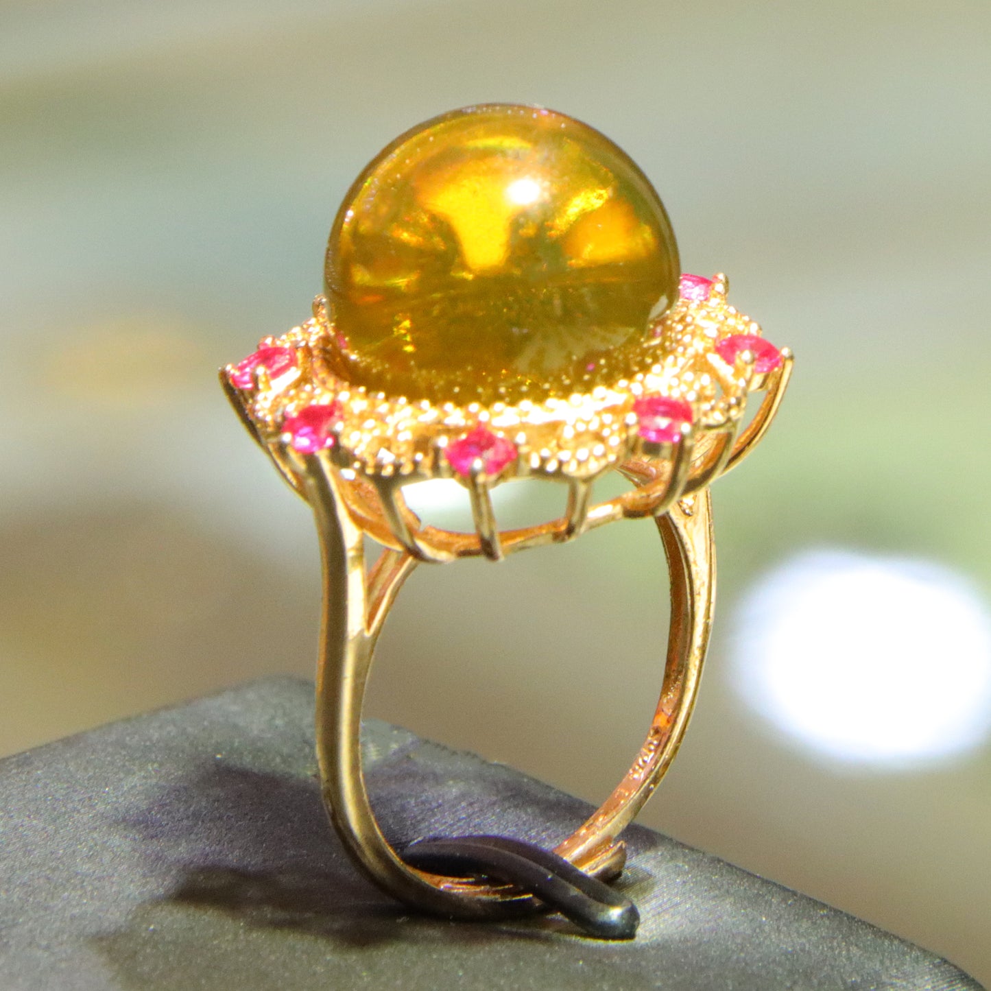 925 silver fashion blue amber diameter 14mm 0.006kg women's ring