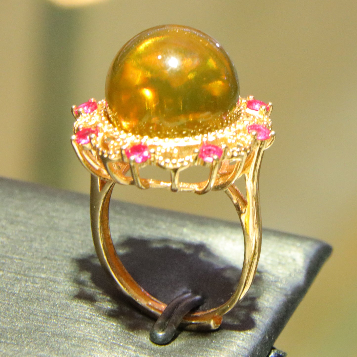 925 silver fashion blue amber diameter 14mm 0.006kg women's ring