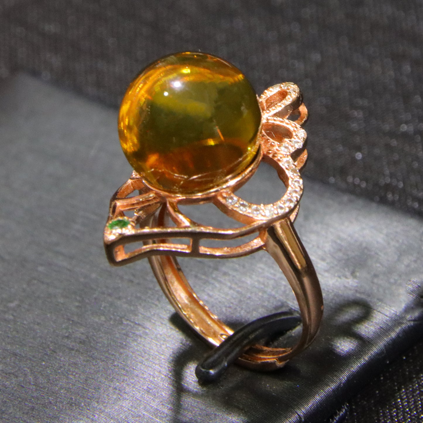 925 silver fashion blue amber diameter 12mm 0.004kg women's ring