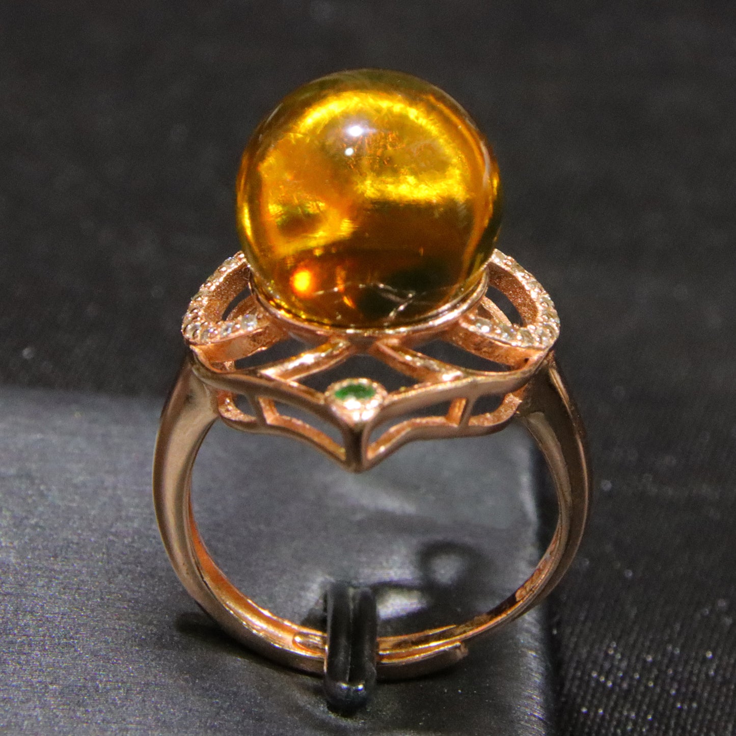 925 silver fashion blue amber diameter 12mm 0.004kg women's ring