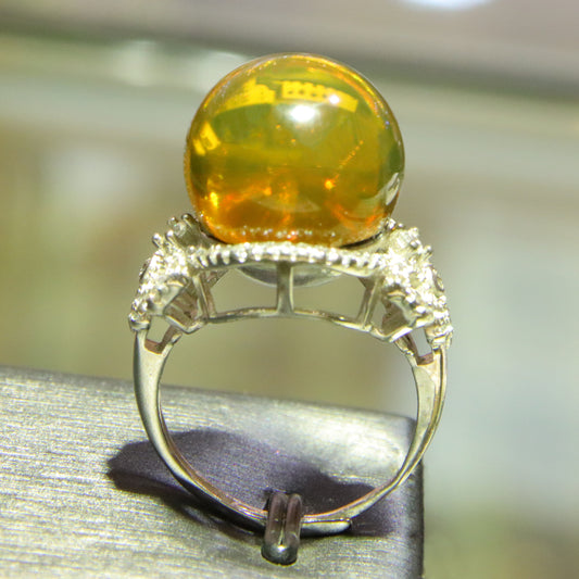 925 silver fashion blue amber diameter 15mm 0.006kg women's ring