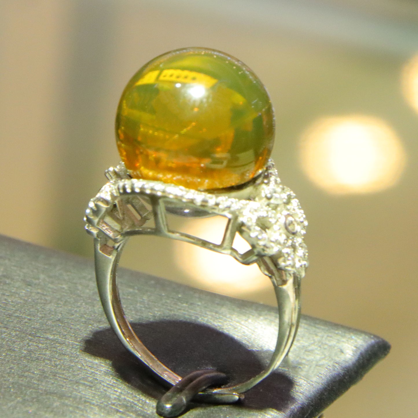 925 silver fashion blue amber diameter 15mm 0.006kg women's ring