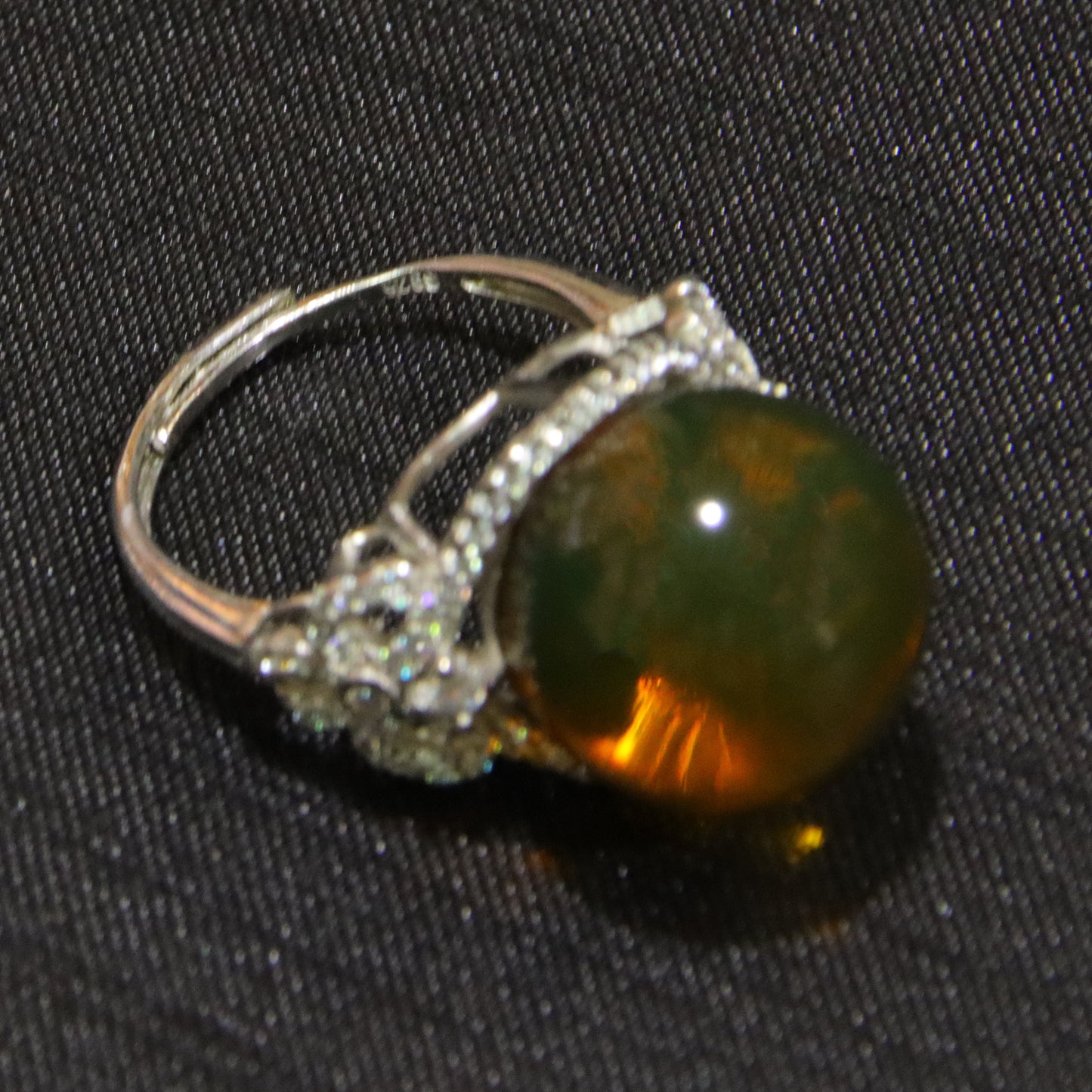 925 silver fashion blue amber diameter 15mm 0.006kg women's ring