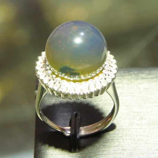 925 silver fashion blue amber diameter 14.8mm 0.006kg women's ring