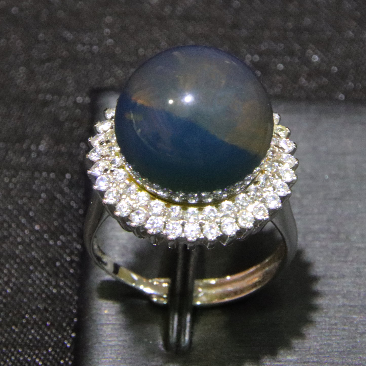 925 silver fashion blue amber diameter 14.8mm 0.006kg women's ring