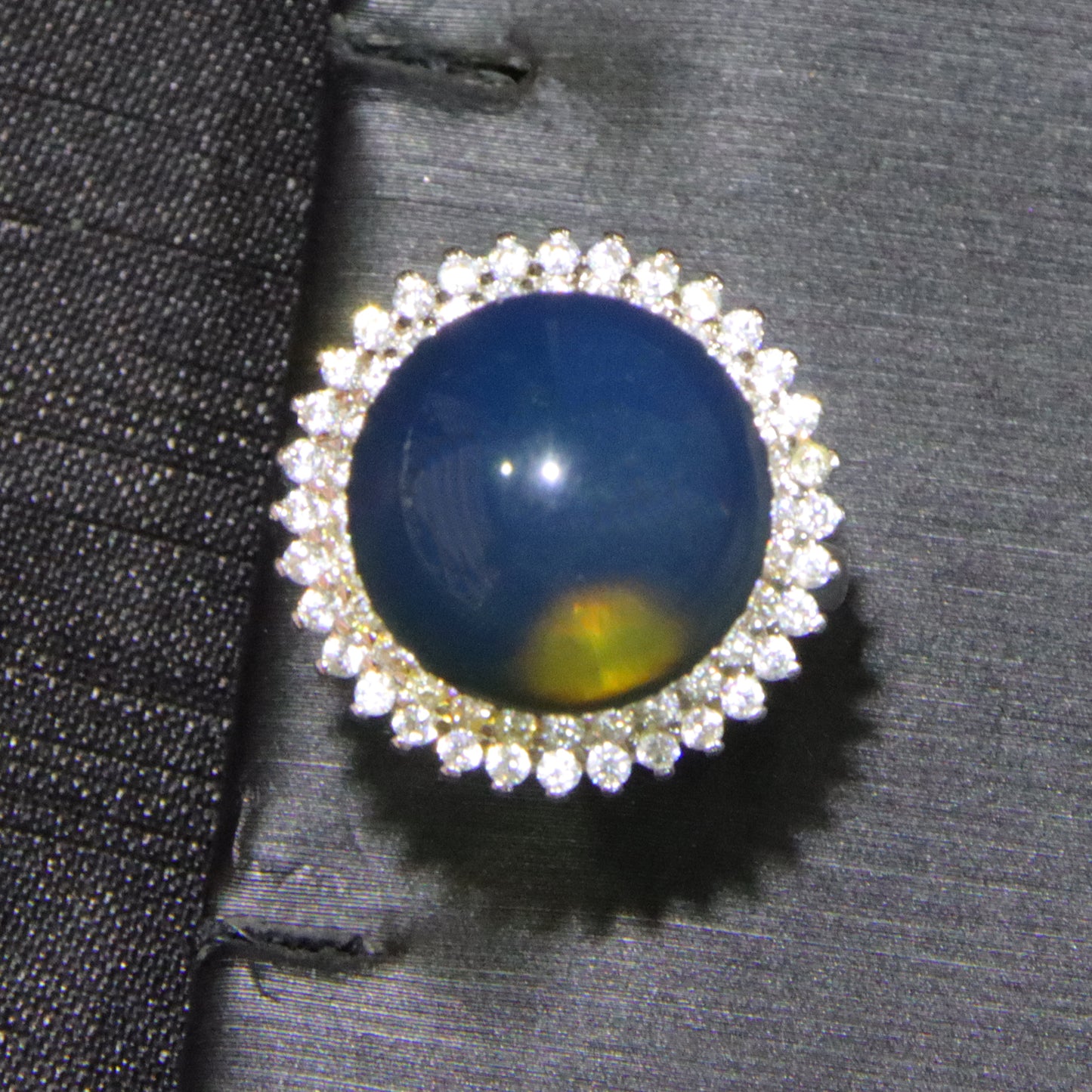 925 silver fashion blue amber diameter 14.8mm 0.006kg women's ring