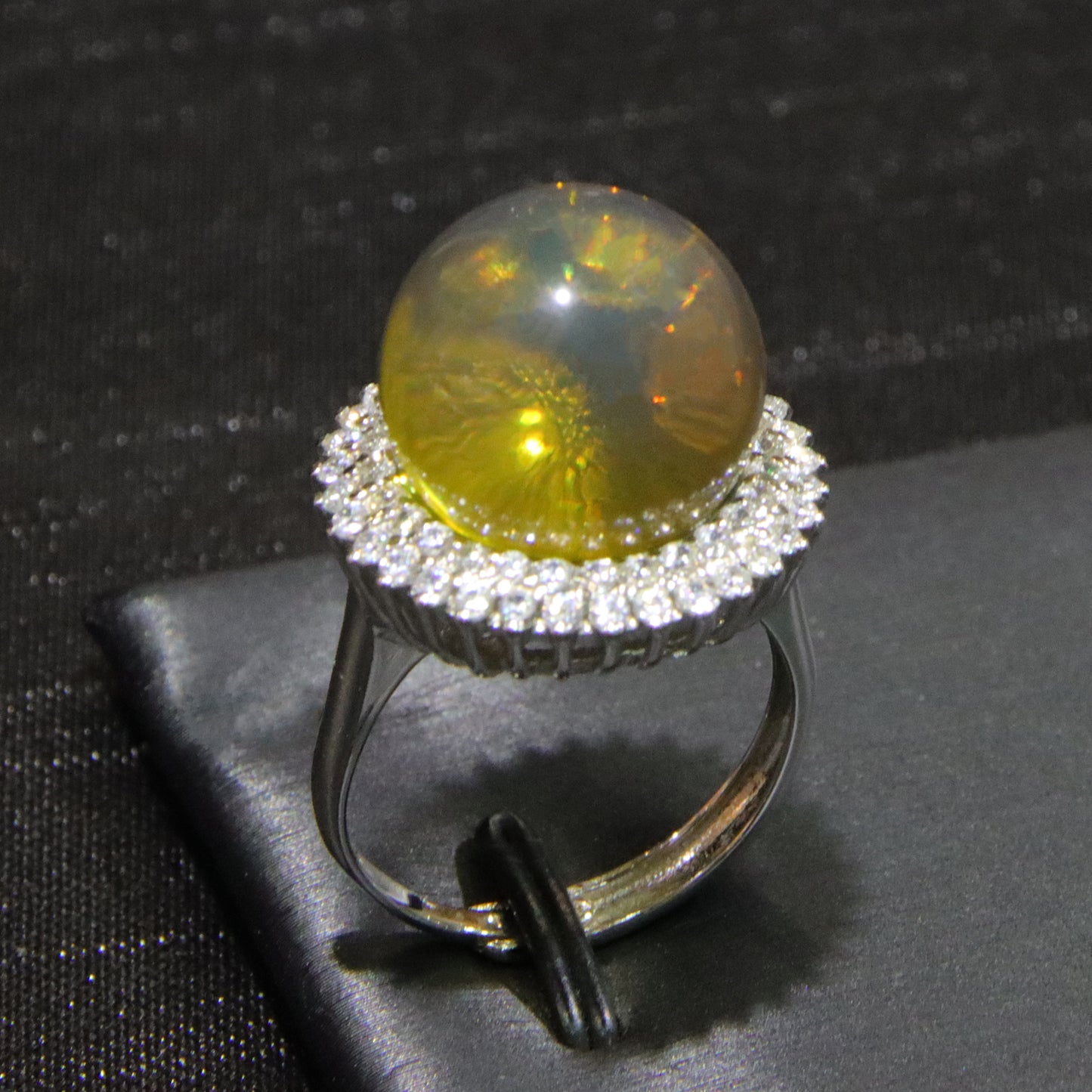 925 silver fashion blue amber diameter 14.8mm 0.006kg women's ring