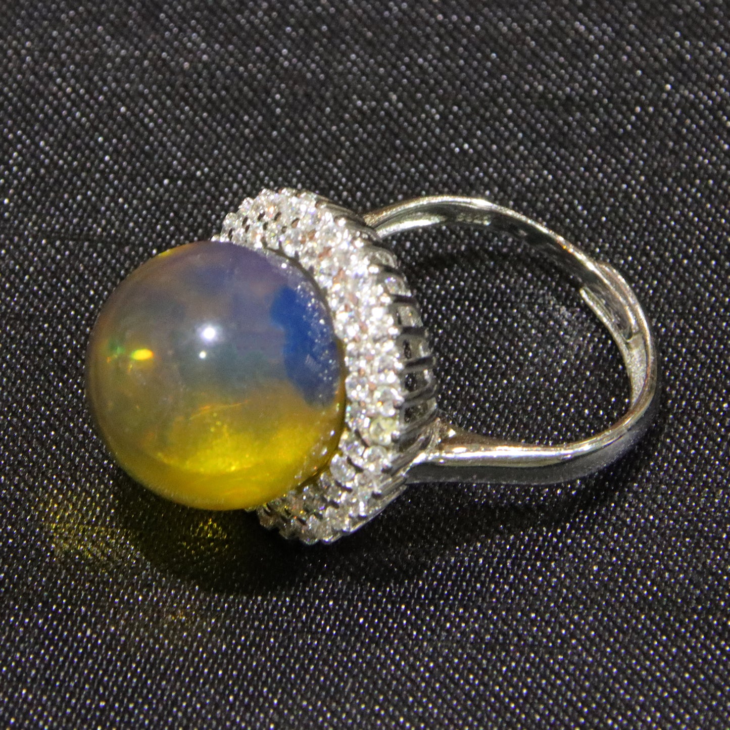 925 silver fashion blue amber diameter 14.8mm 0.006kg women's ring