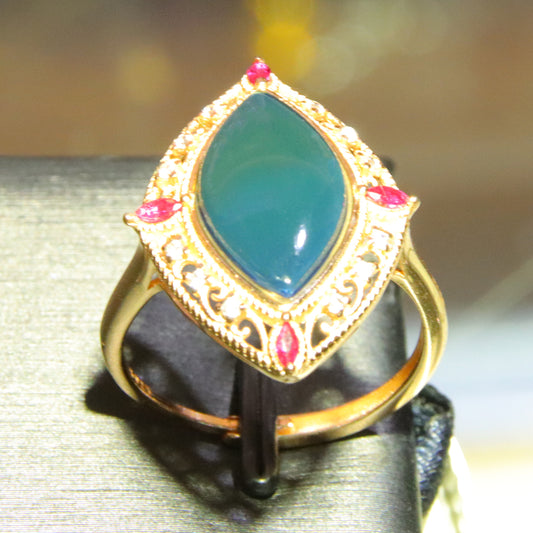 925 silver fashion blue amber diameter 16mm 0.003kg women's ring