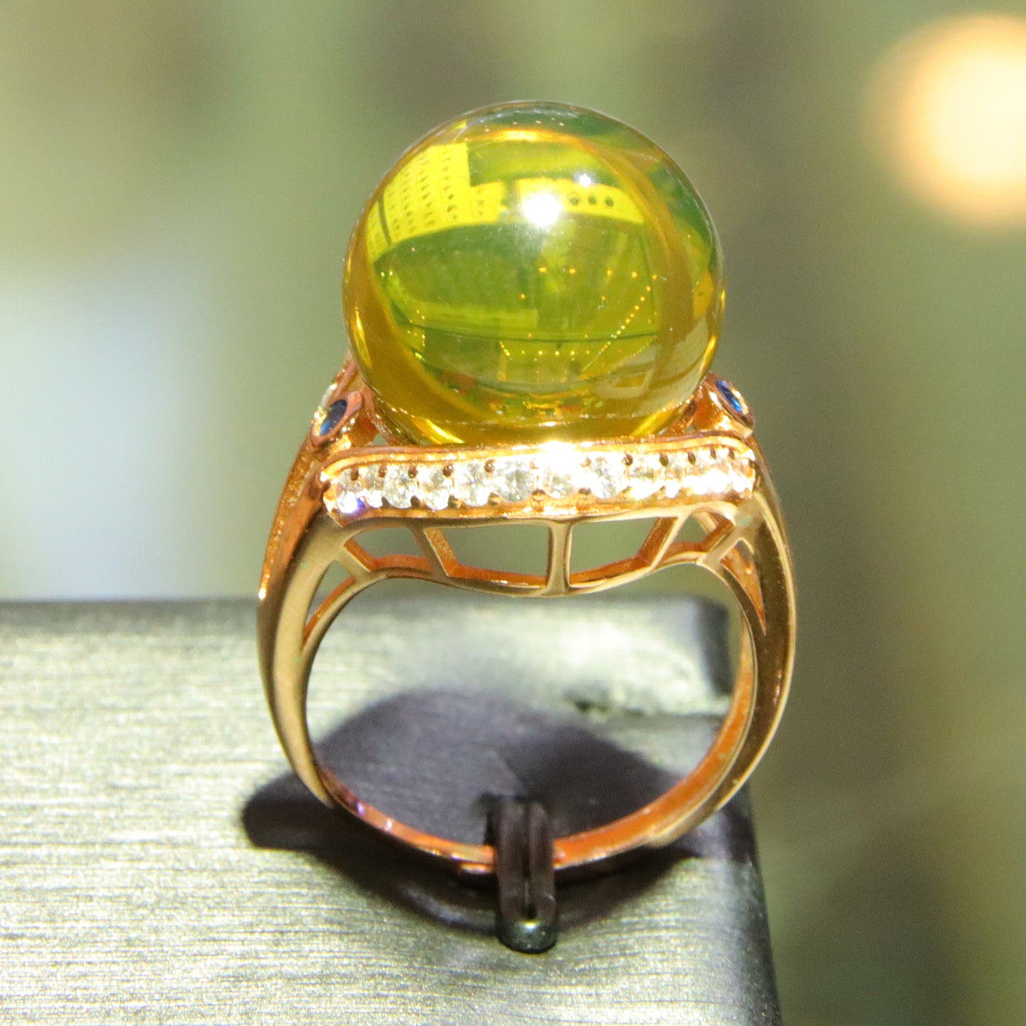 925 silver fashion blue amber diameter 15mm 0.006kg women's ring