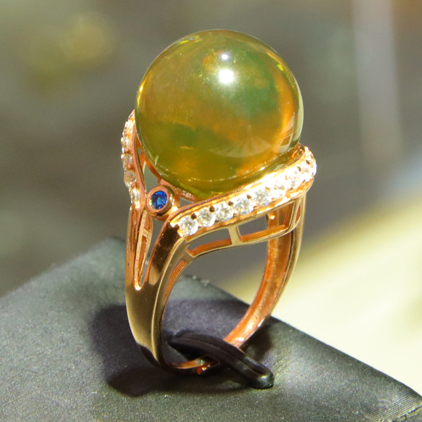 925 silver fashion blue amber diameter 15mm 0.006kg women's ring