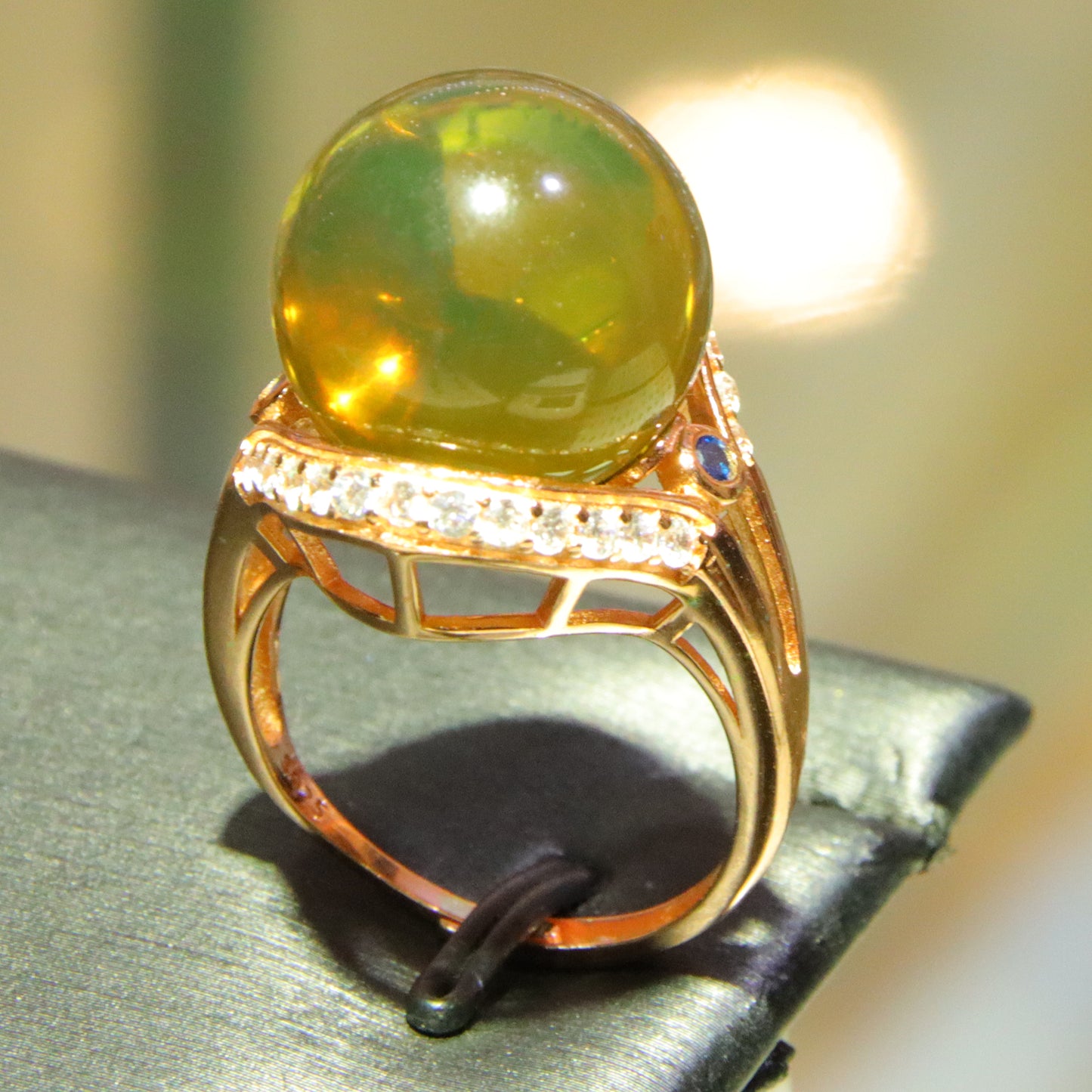 925 silver fashion blue amber diameter 15mm 0.006kg women's ring