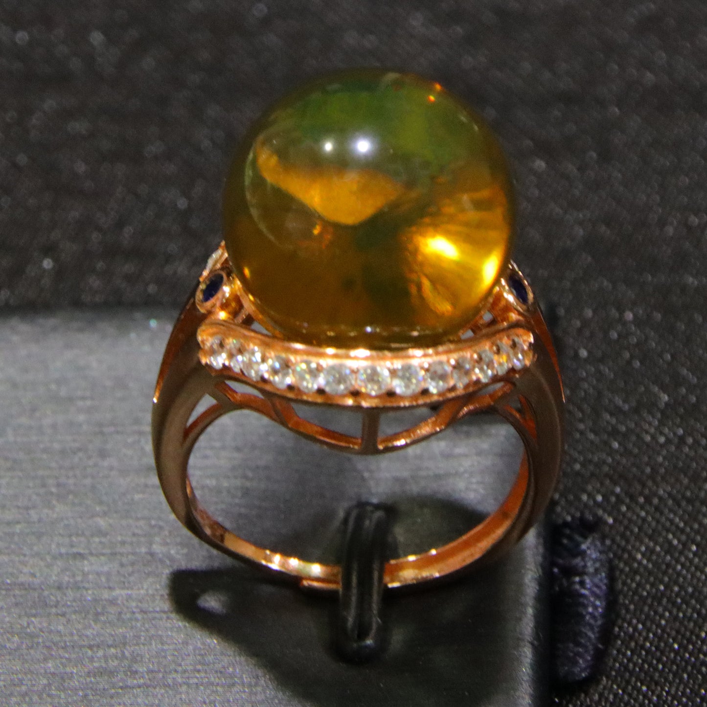 925 silver fashion blue amber diameter 15mm 0.006kg women's ring