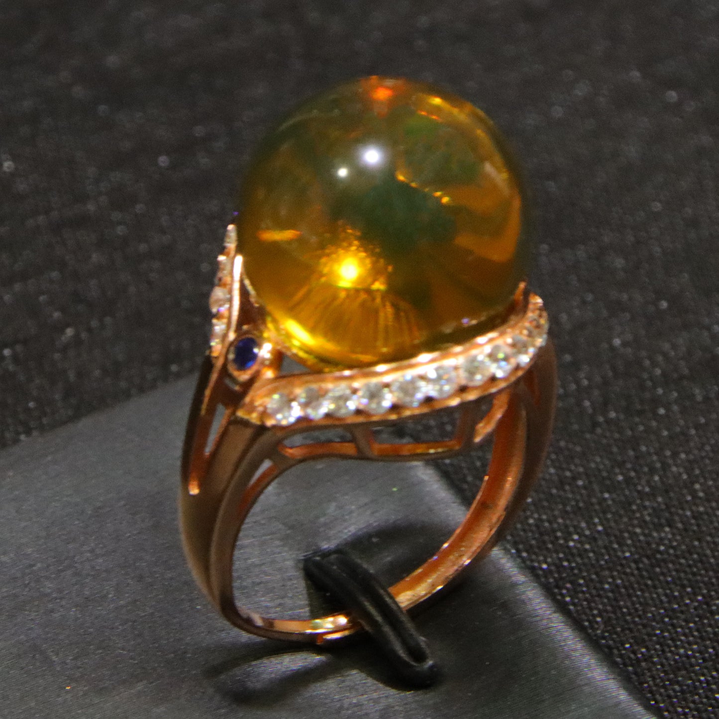 925 silver fashion blue amber diameter 15mm 0.006kg women's ring