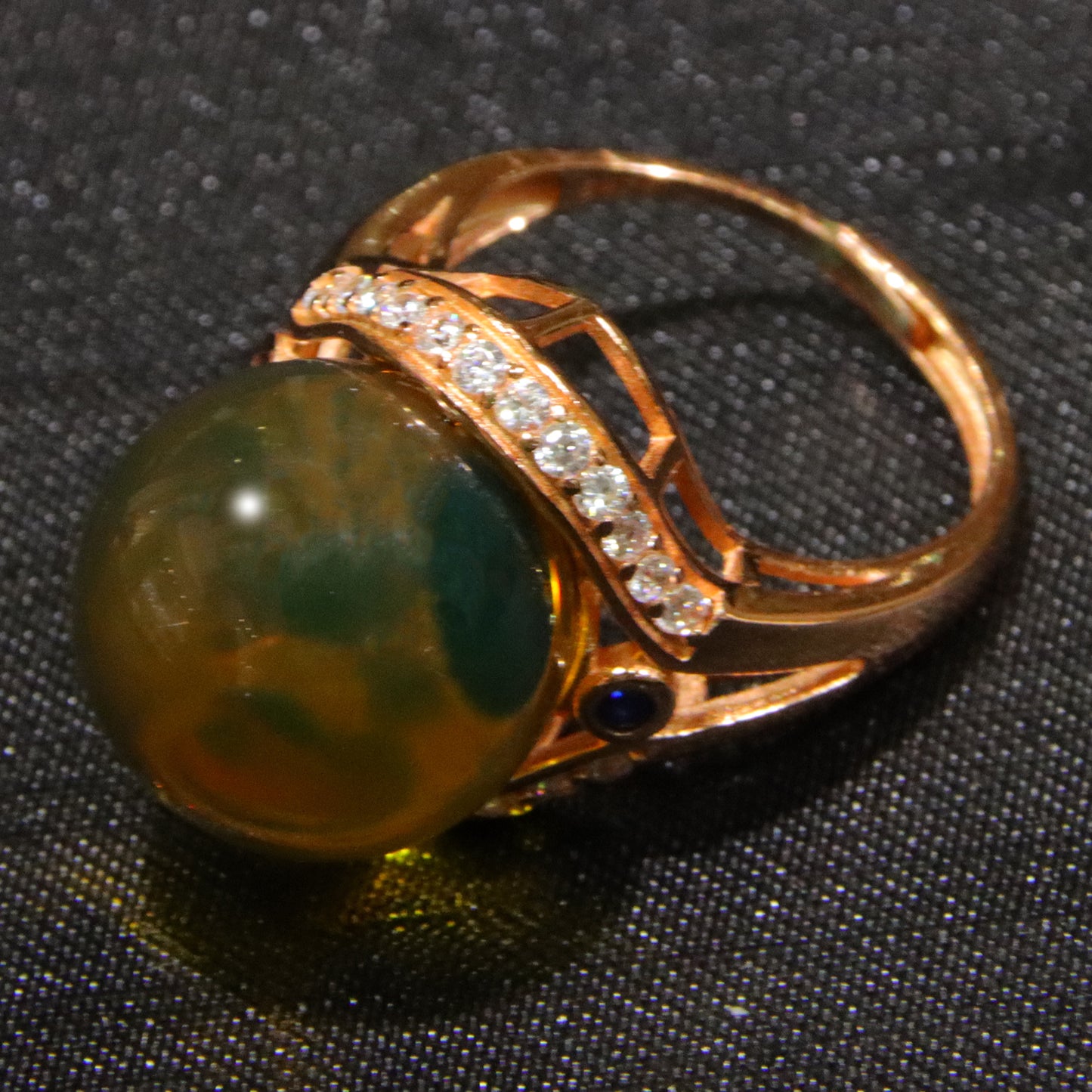 925 silver fashion blue amber diameter 15mm 0.006kg women's ring