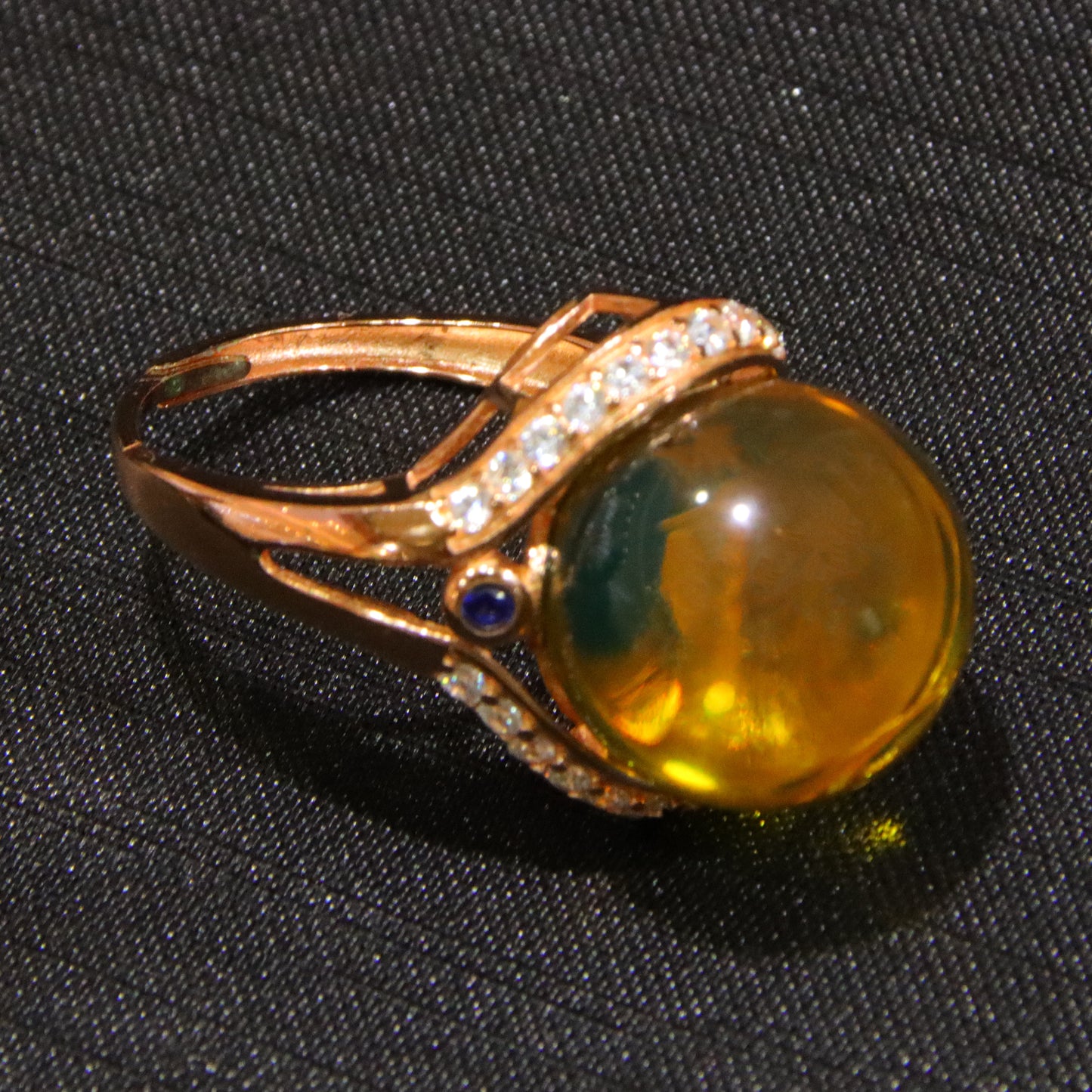 925 silver fashion blue amber diameter 15mm 0.006kg women's ring