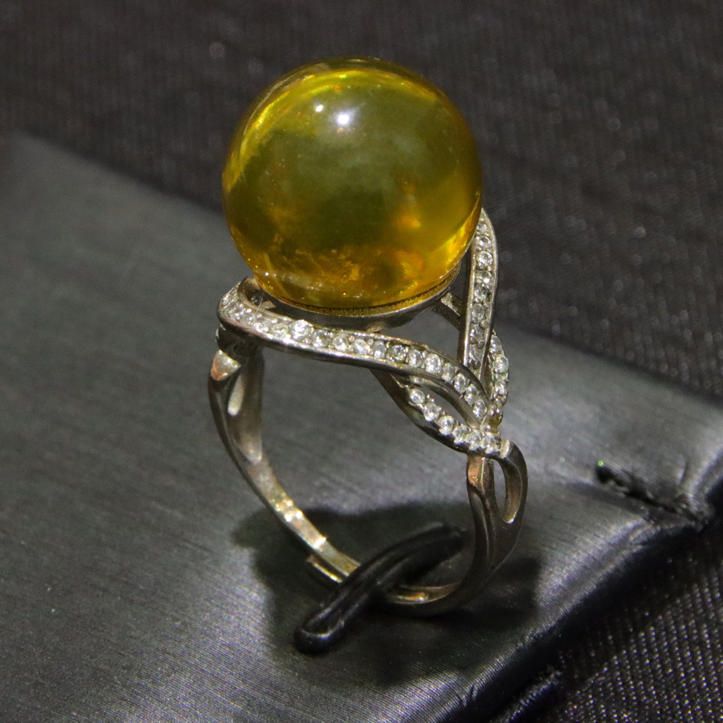 925 silver fashion blue amber diameter 14mm 0.004kg women's ring