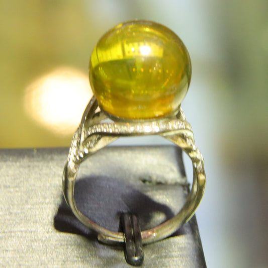 925 silver fashion blue amber diameter 14mm 0.004kg women's ring