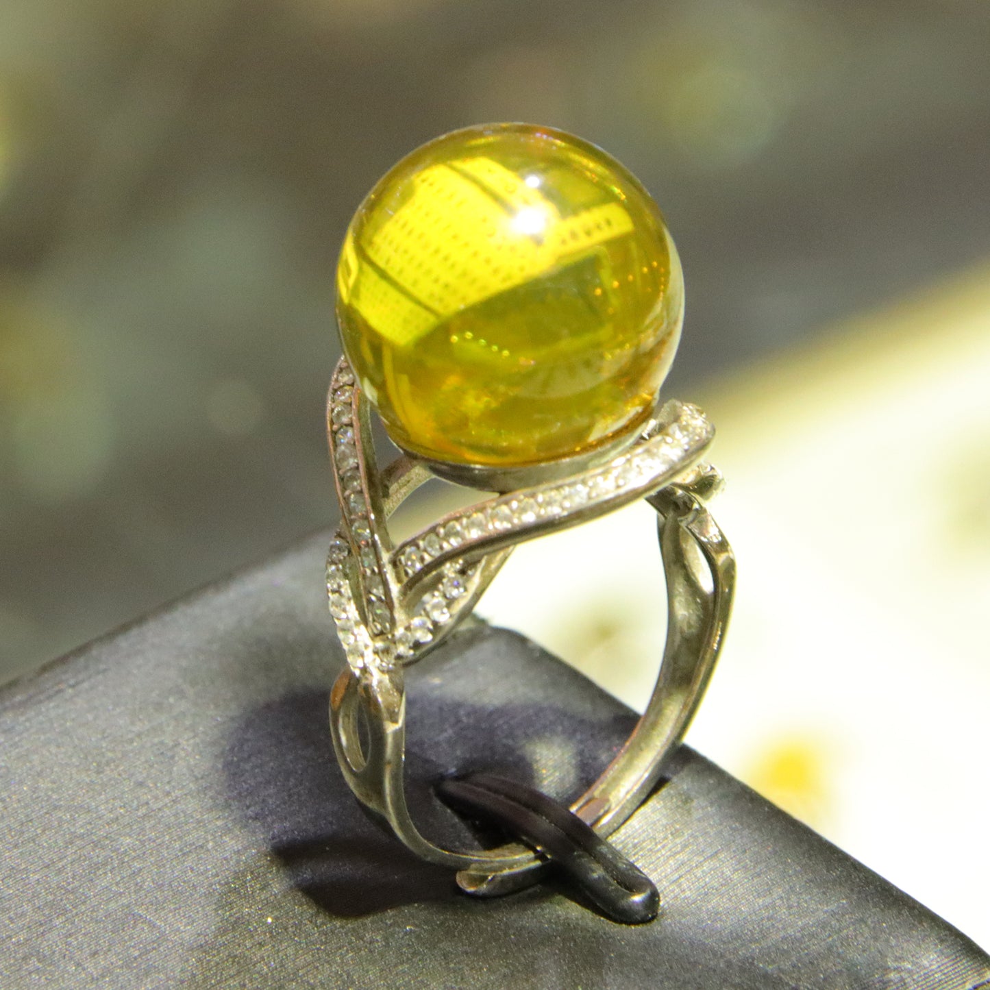 925 silver fashion blue amber diameter 14mm 0.004kg women's ring