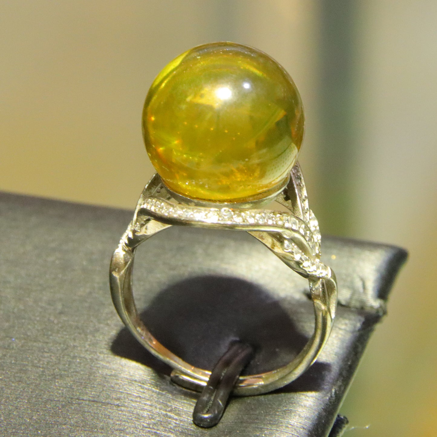 925 silver fashion blue amber diameter 14mm 0.004kg women's ring