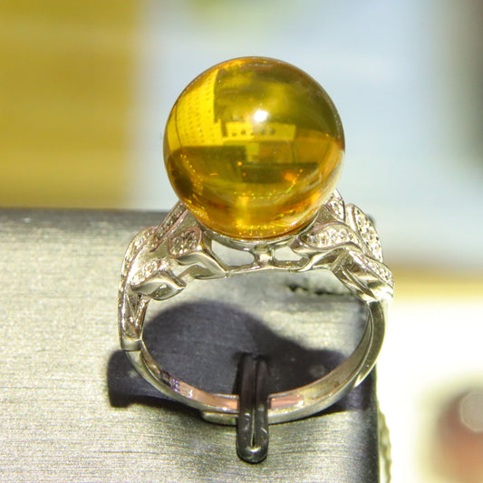 925 silver fashion blue amber diameter 14mm 0.005kg women's ring