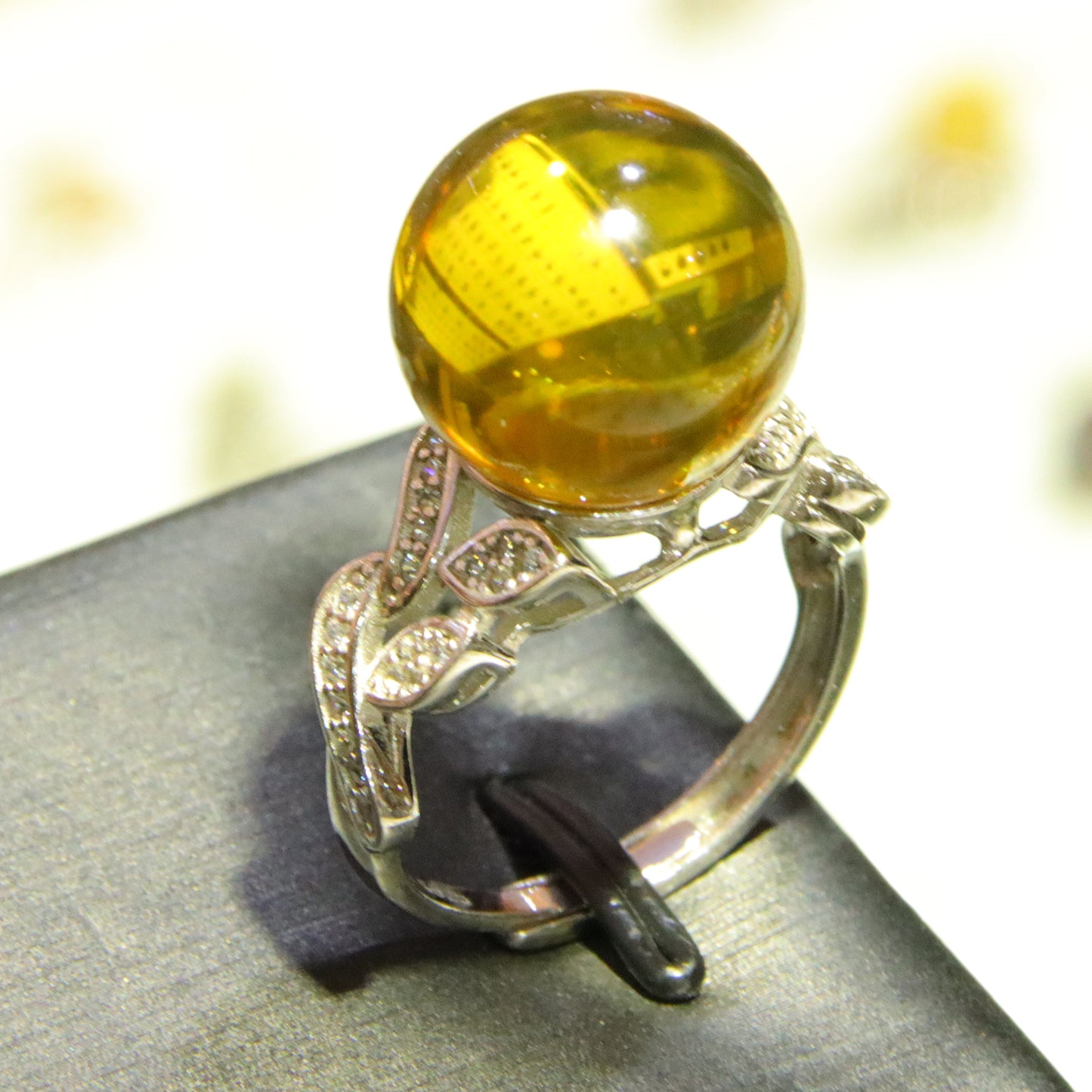 925 silver fashion blue amber diameter 14mm 0.005kg women's ring