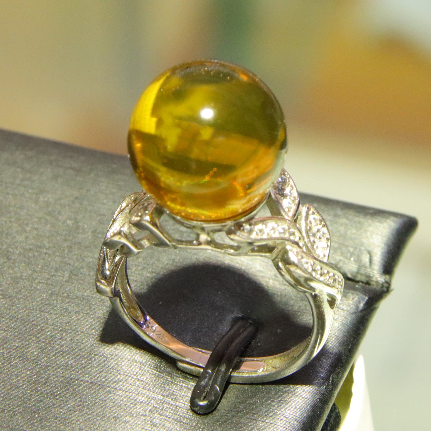 925 silver fashion blue amber diameter 14mm 0.005kg women's ring
