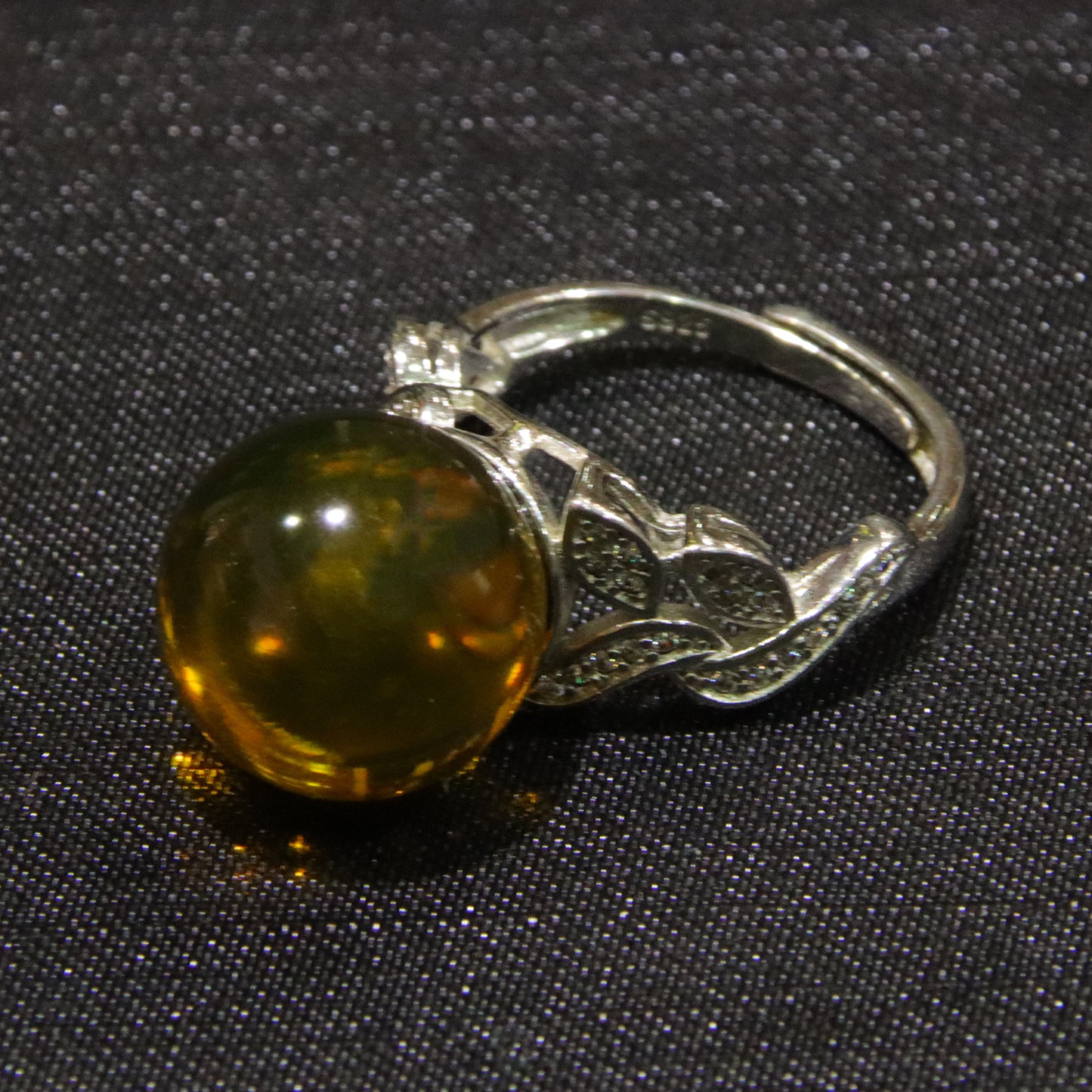 925 silver fashion blue amber diameter 14mm 0.005kg women's ring
