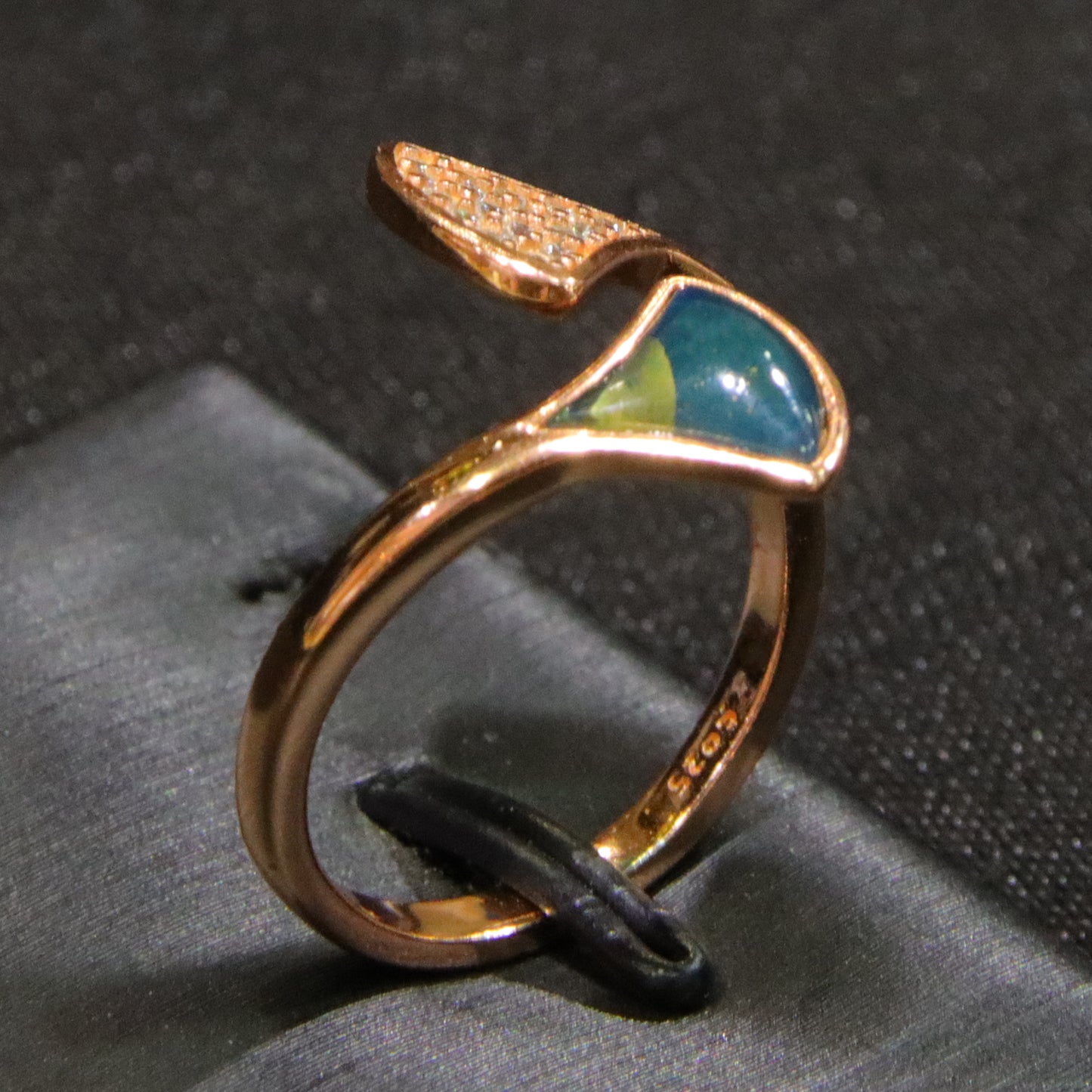 925 silver fashion blue amber diameter 0.002kg women's ring